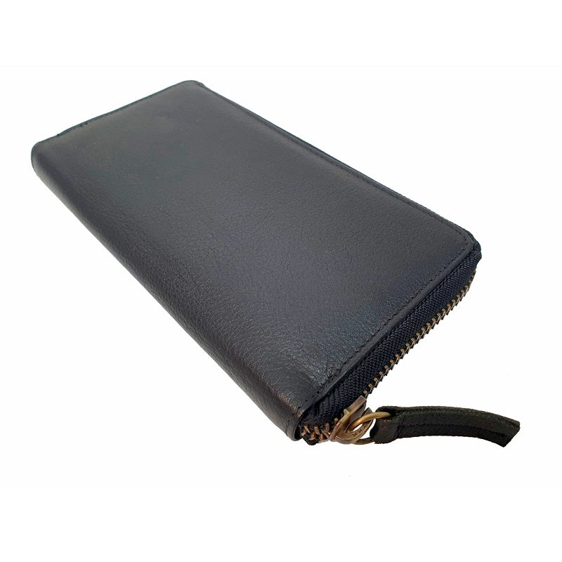 Isabella – Black Cowhide Long Zipper Leather Wallet - The Leather Trading Co.