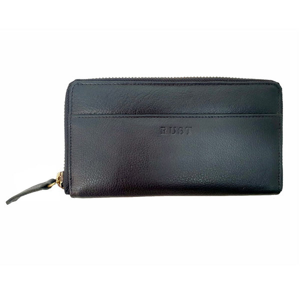 Isabella – Black Cowhide Long Zipper Leather Wallet - The Leather Trading Co.
