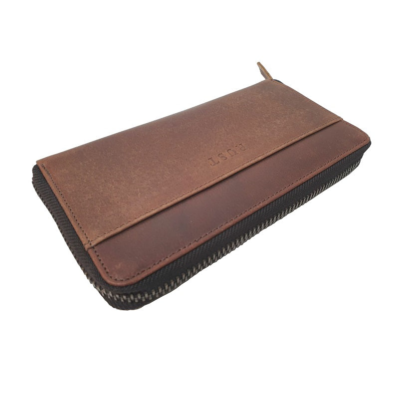 Isabella – Buffed Buffalo Long Zipper Leather Wallet - The Leather Trading Co.